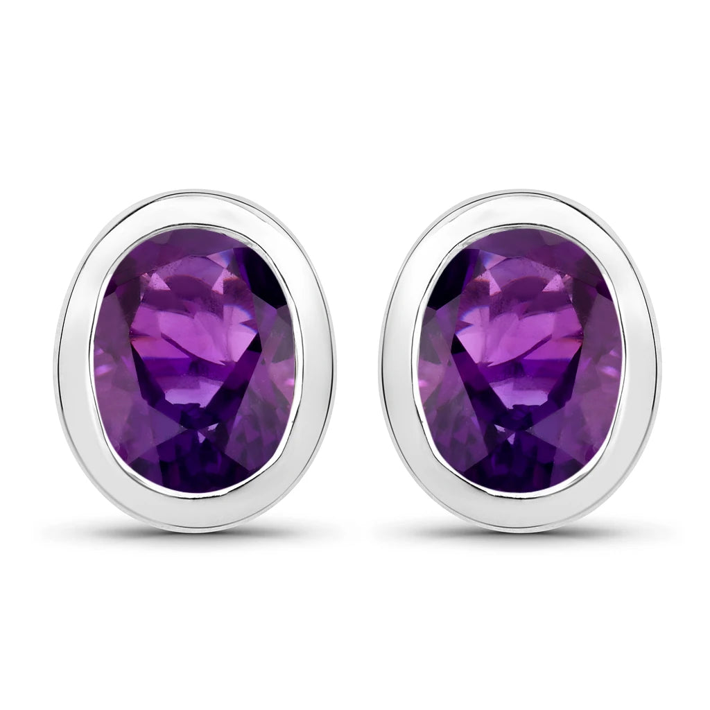 Oval Bezel Set Stud Earrings