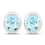 Oval Bezel Set Stud Earrings