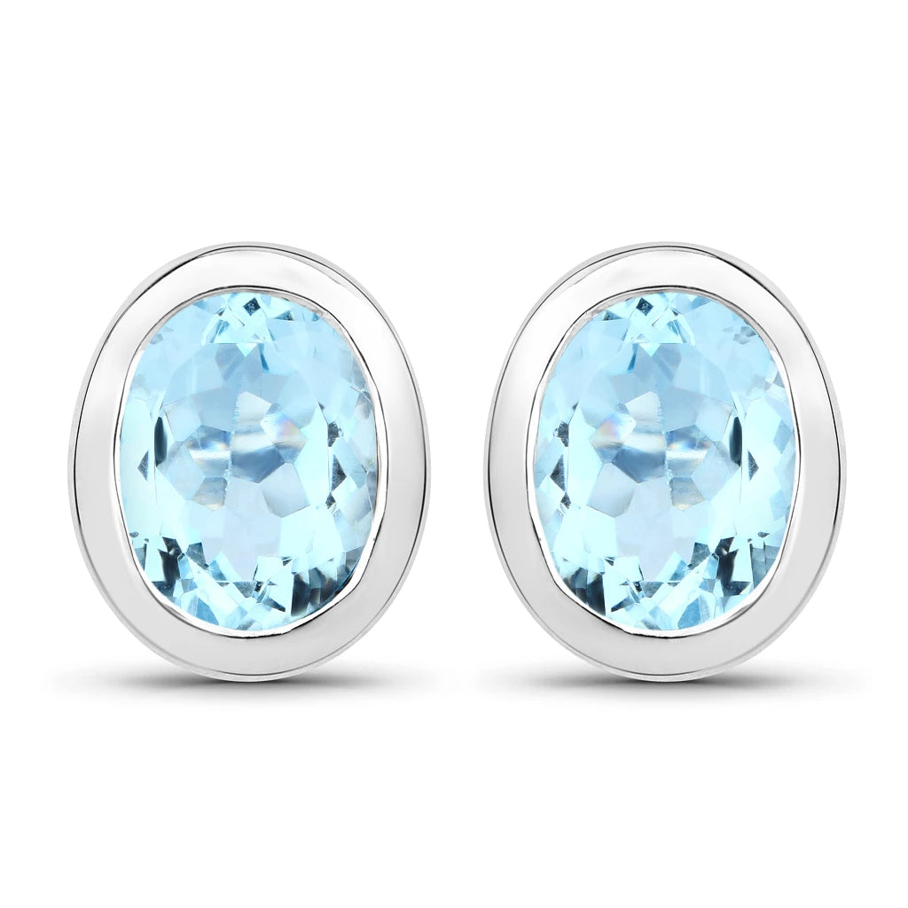 Oval Bezel Set Stud Earrings