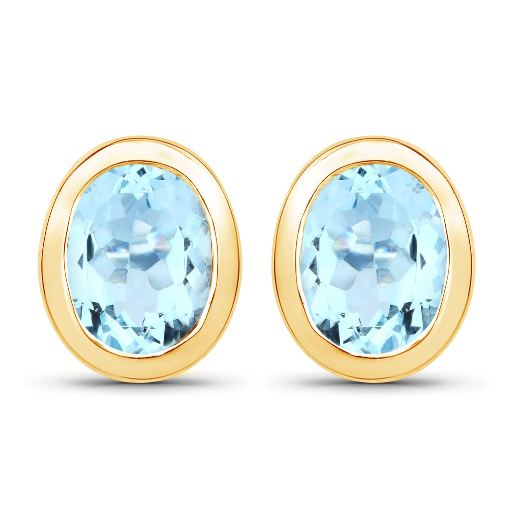 Oval Bezel Set Stud Earrings