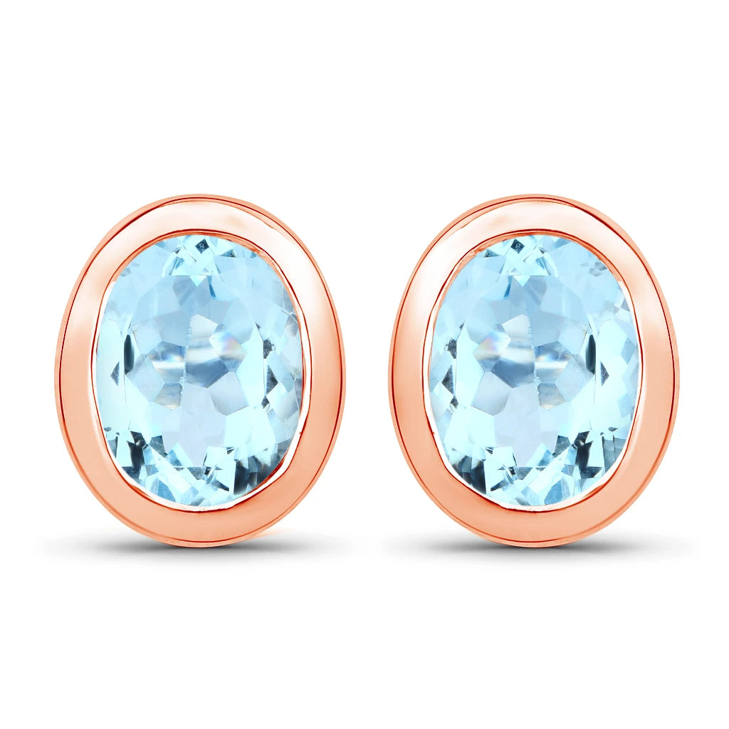 Oval Bezel Set Stud Earrings