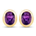 Oval Bezel Set Stud Earrings