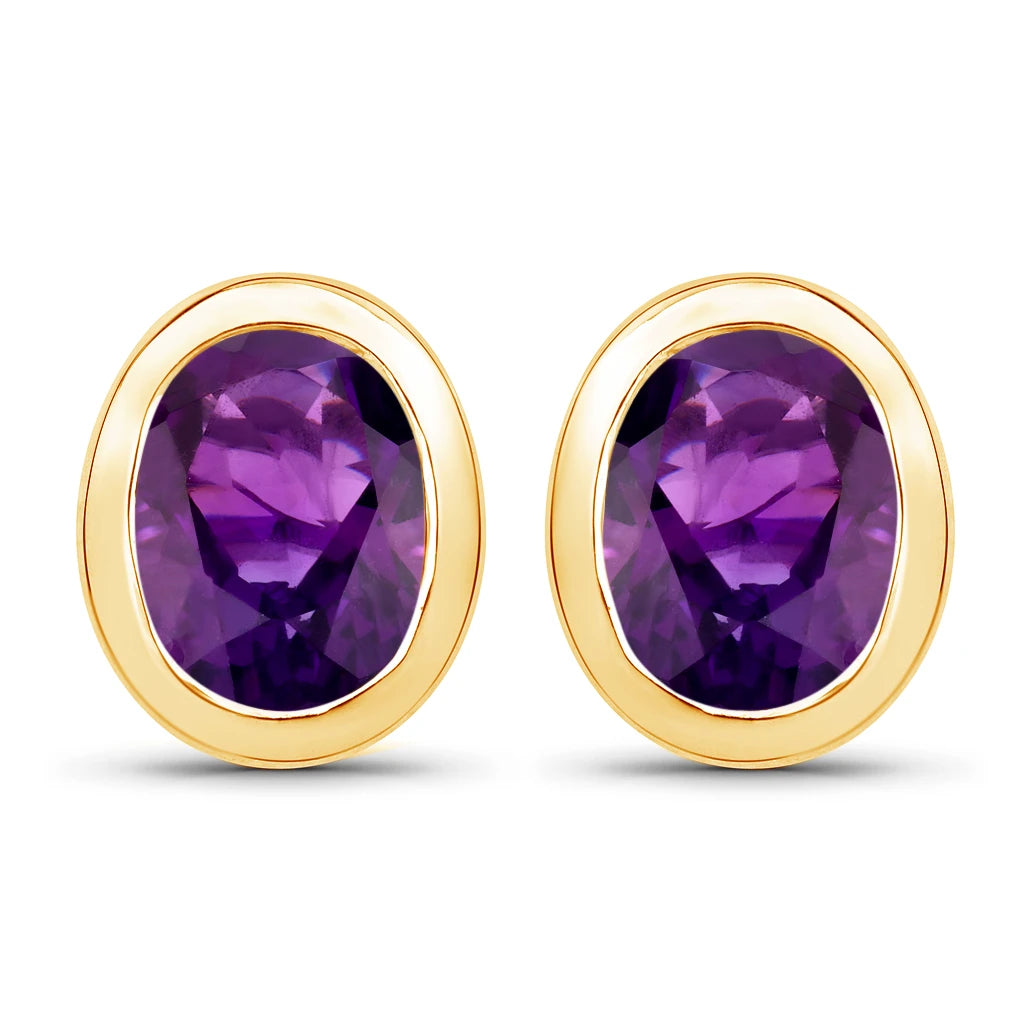 Oval Bezel Set Stud Earrings