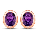 Oval Bezel Set Stud Earrings
