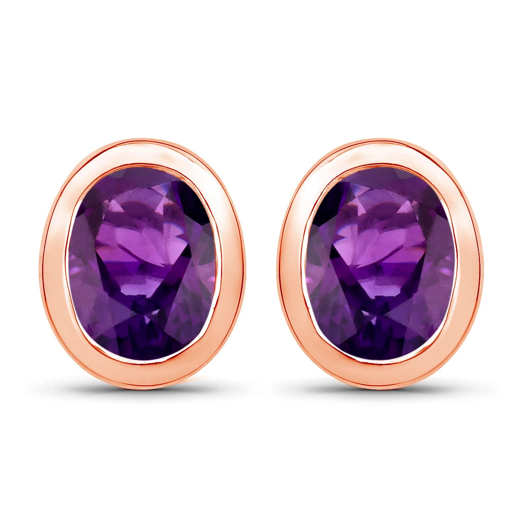 Oval Bezel Set Stud Earrings