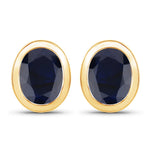 Oval Bezel Set Stud Earrings