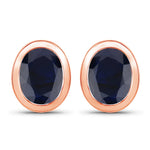 Oval Bezel Set Stud Earrings