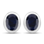Oval Bezel Set Stud Earrings