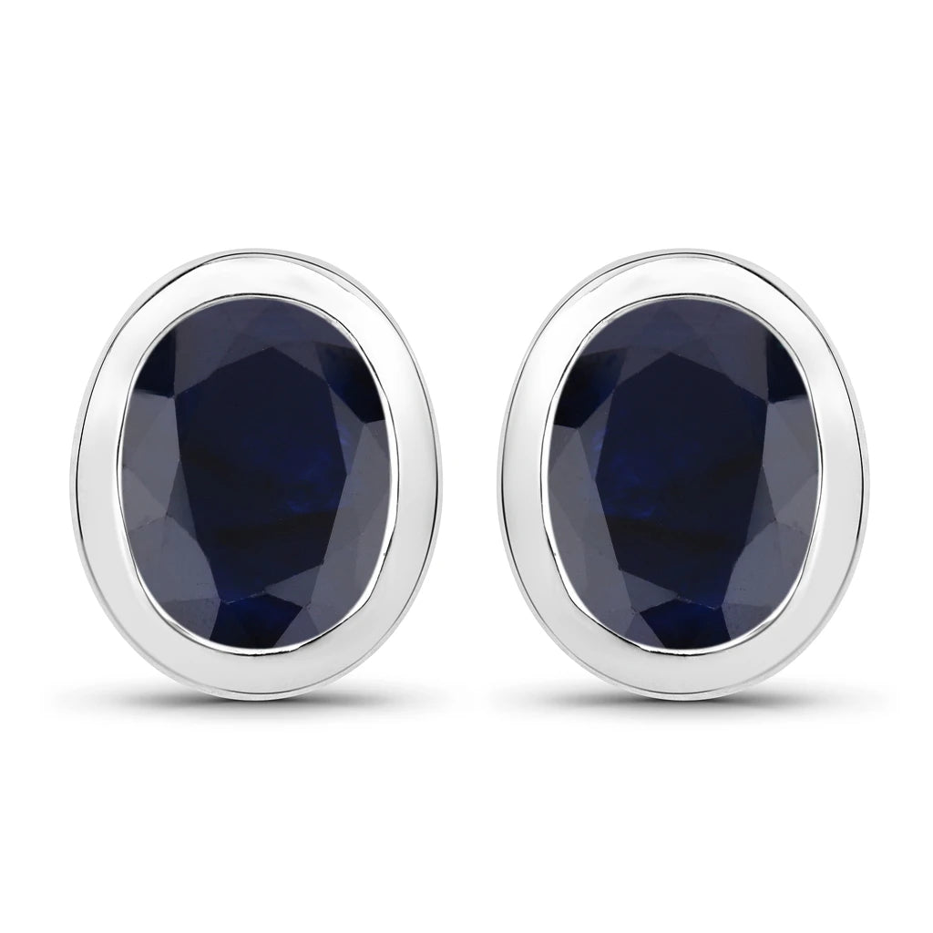Oval Bezel Set Stud Earrings