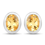 Oval Bezel Set Stud Earrings