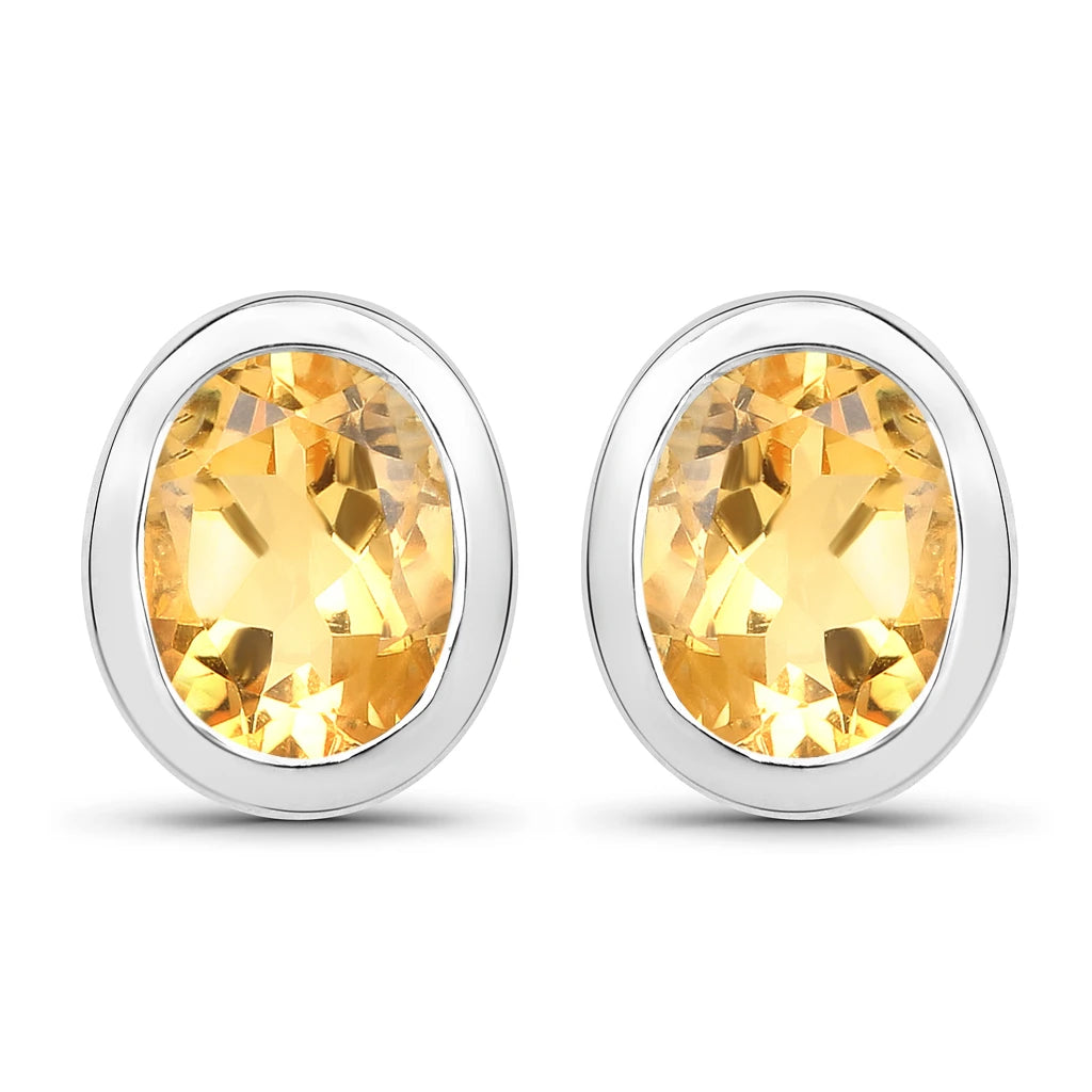 Oval Bezel Set Stud Earrings
