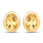 Oval Bezel Set Stud Earrings