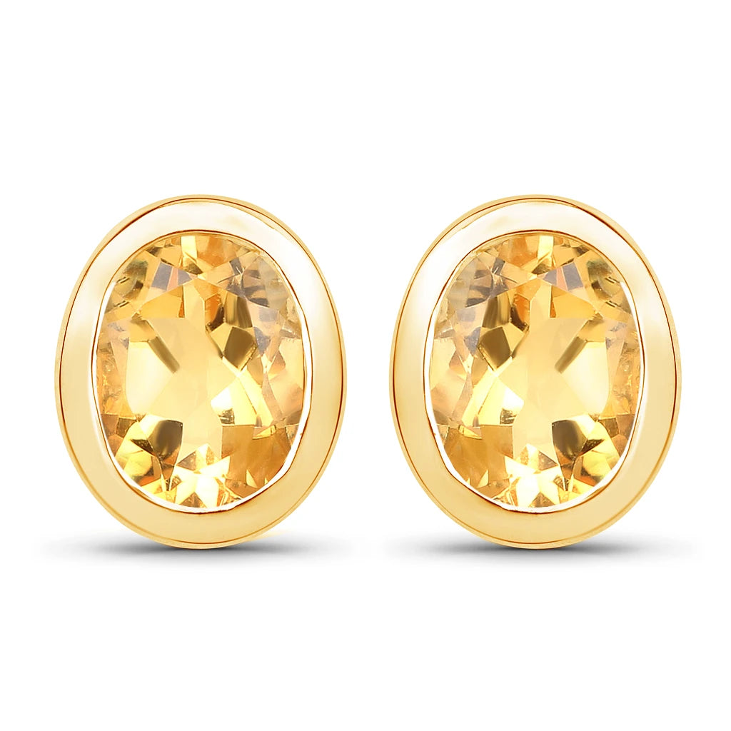 Oval Bezel Set Stud Earrings