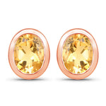 Oval Bezel Set Stud Earrings