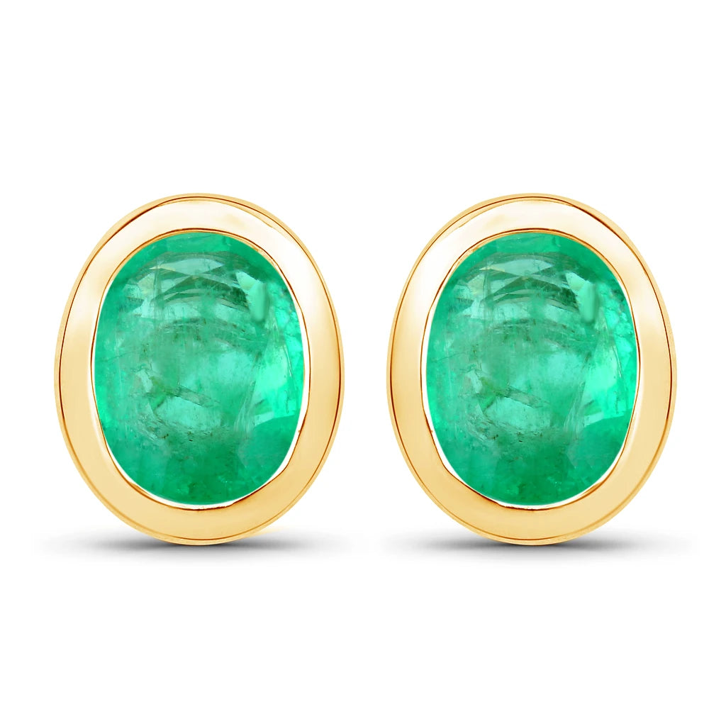 Oval Bezel Set Stud Earrings