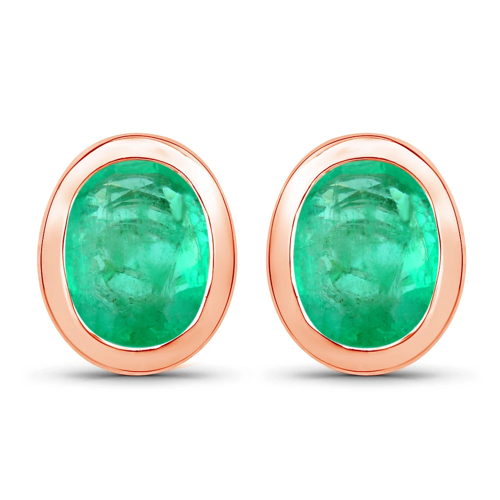 Oval Bezel Set Stud Earrings