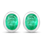 Oval Bezel Set Stud Earrings