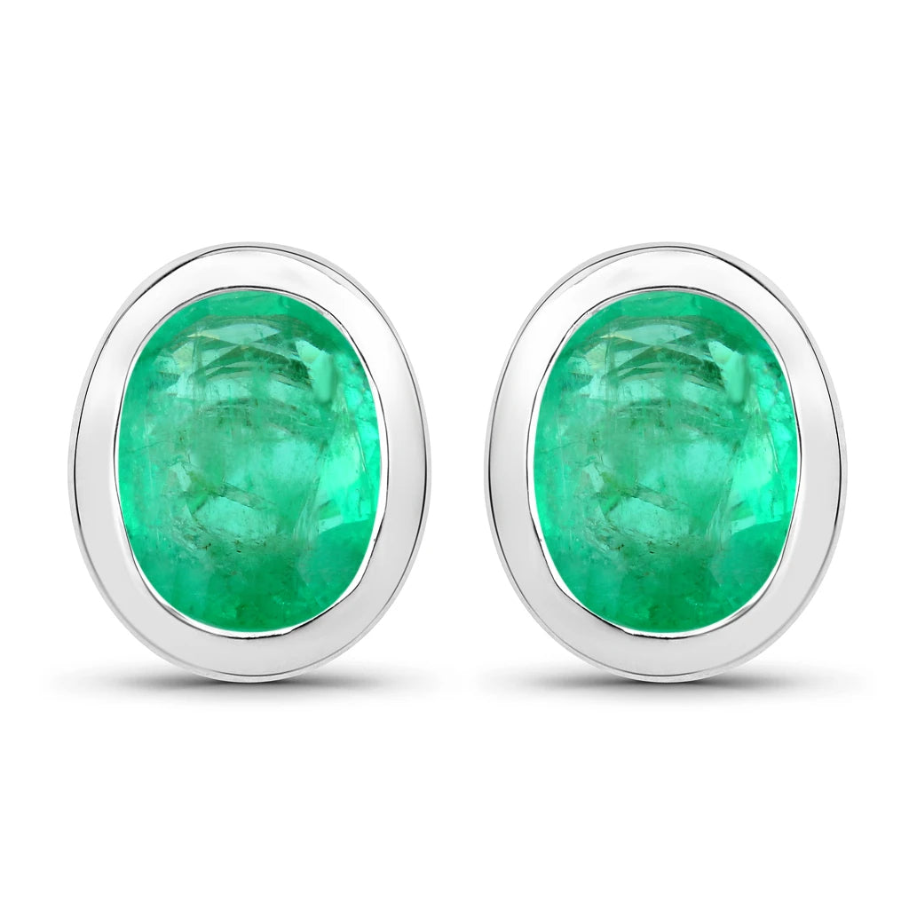 Oval Bezel Set Stud Earrings