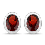Oval Bezel Set Stud Earrings