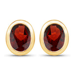 Oval Bezel Set Stud Earrings