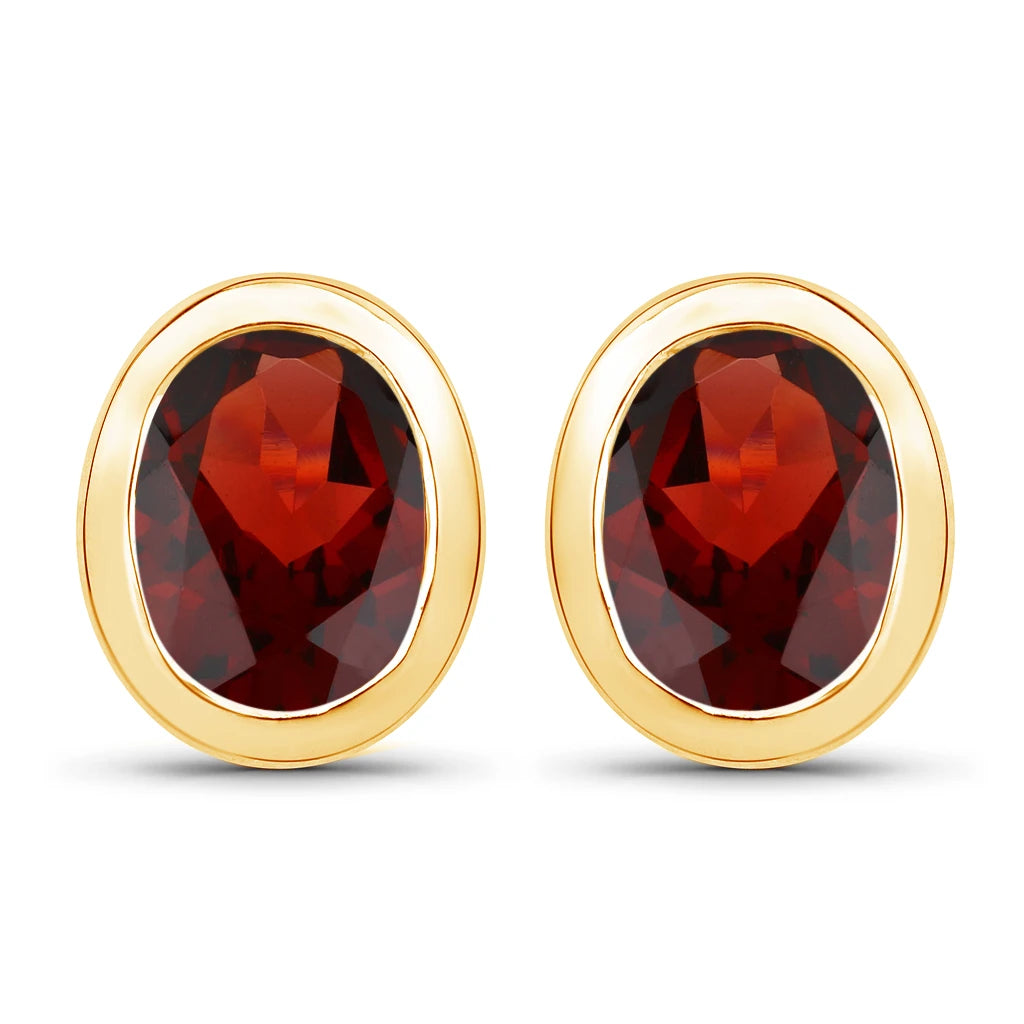 Oval Bezel Set Stud Earrings