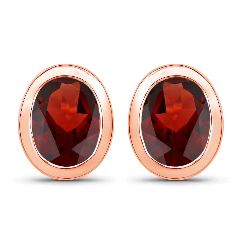 Oval Bezel Set Stud Earrings