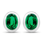 Oval Bezel Set Stud Earrings