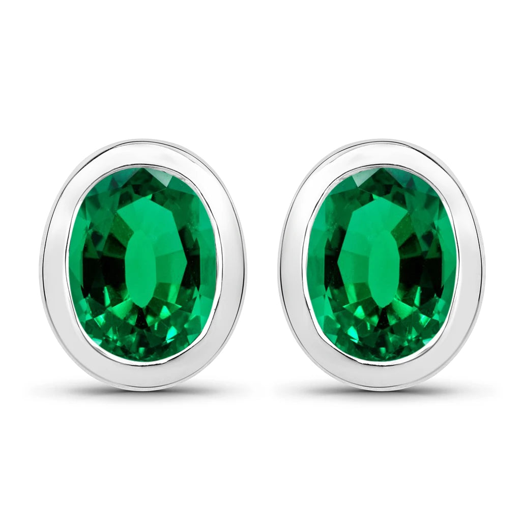 Oval Bezel Set Stud Earrings
