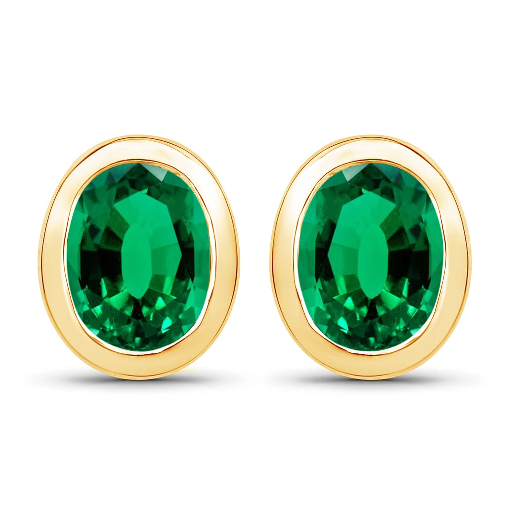 Oval Bezel Set Stud Earrings