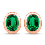 Oval Bezel Set Stud Earrings