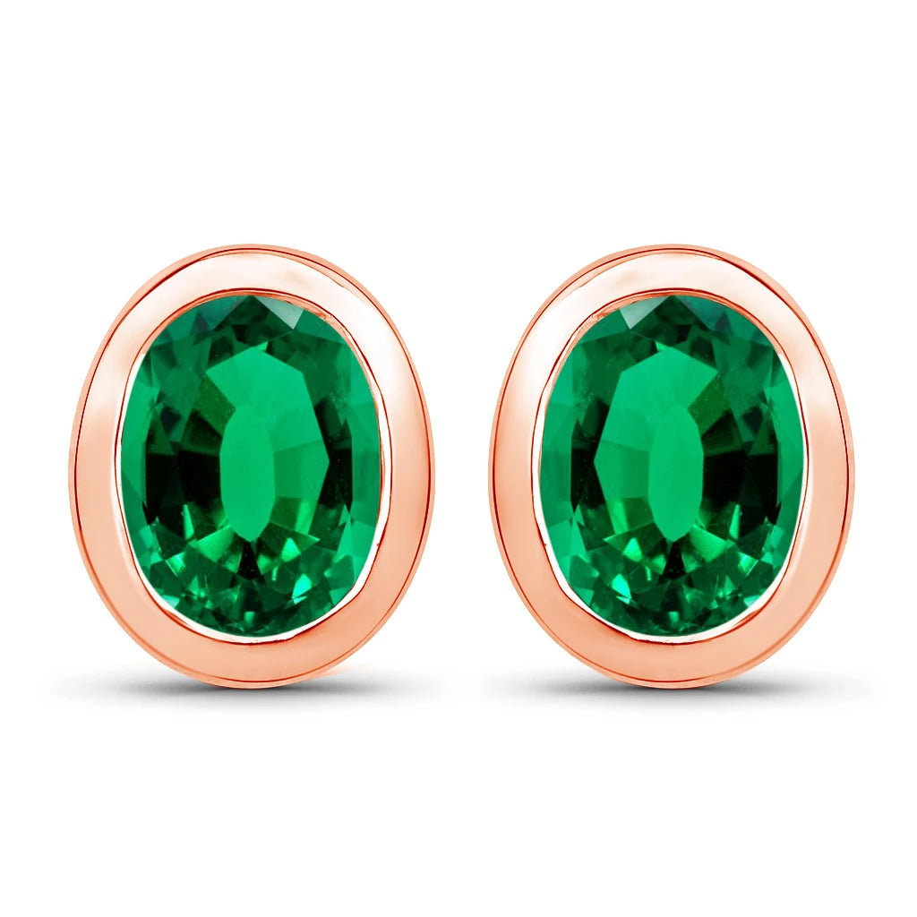 Oval Bezel Set Stud Earrings