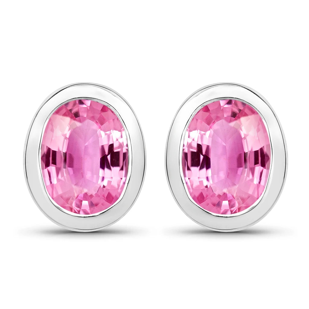 Oval Bezel Set Stud Earrings