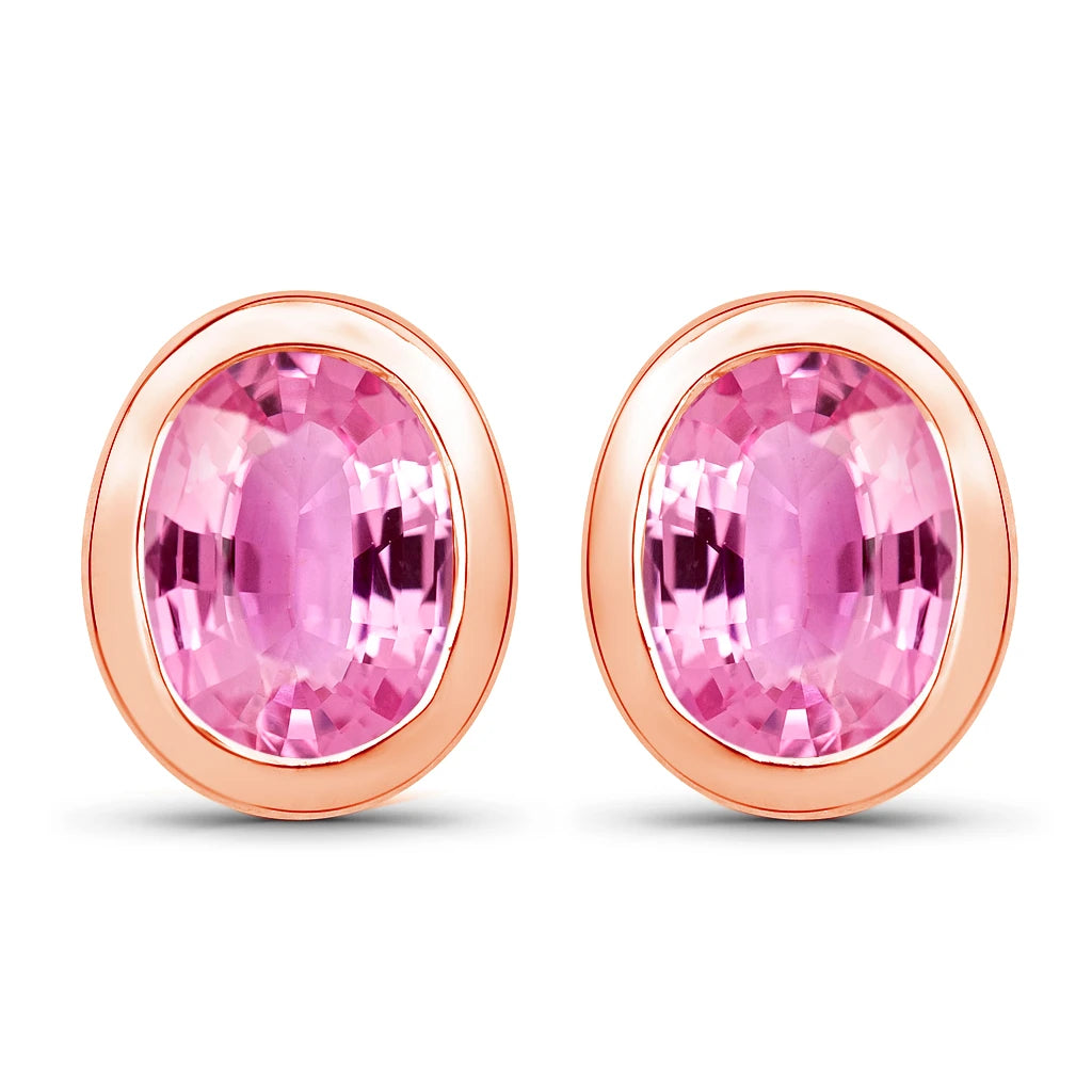 Oval Bezel Set Stud Earrings
