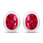 Oval Bezel Set Stud Earrings