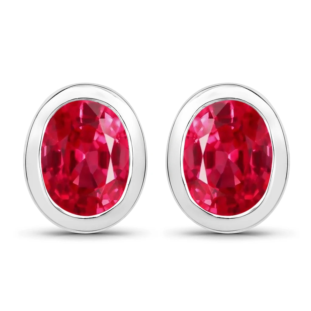 Oval Bezel Set Stud Earrings