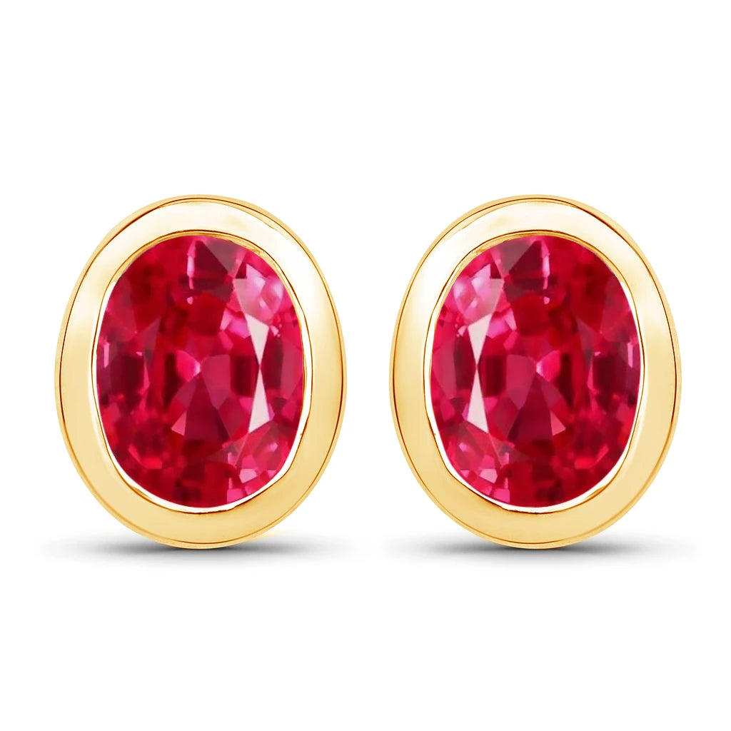 Oval Bezel Set Stud Earrings