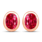 Oval Bezel Set Stud Earrings