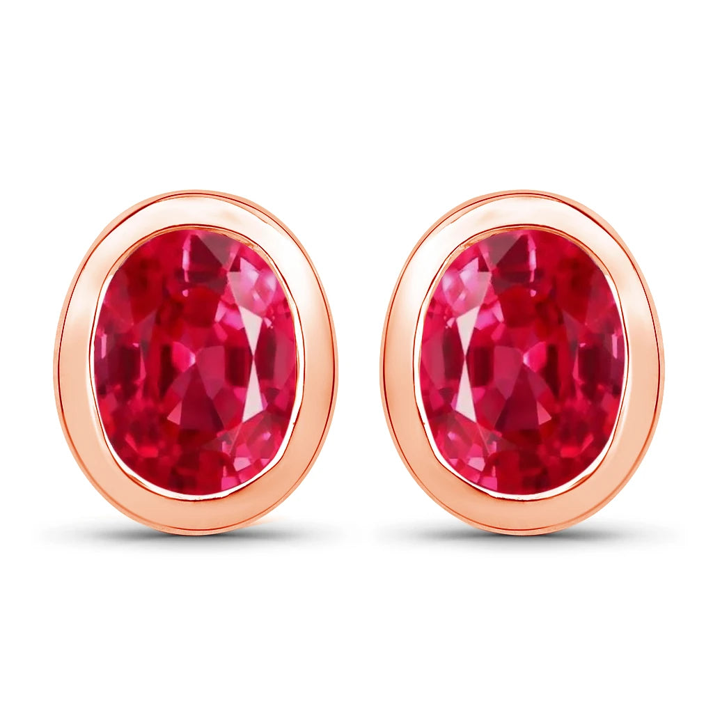 Oval Bezel Set Stud Earrings