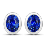 Oval Bezel Set Stud Earrings