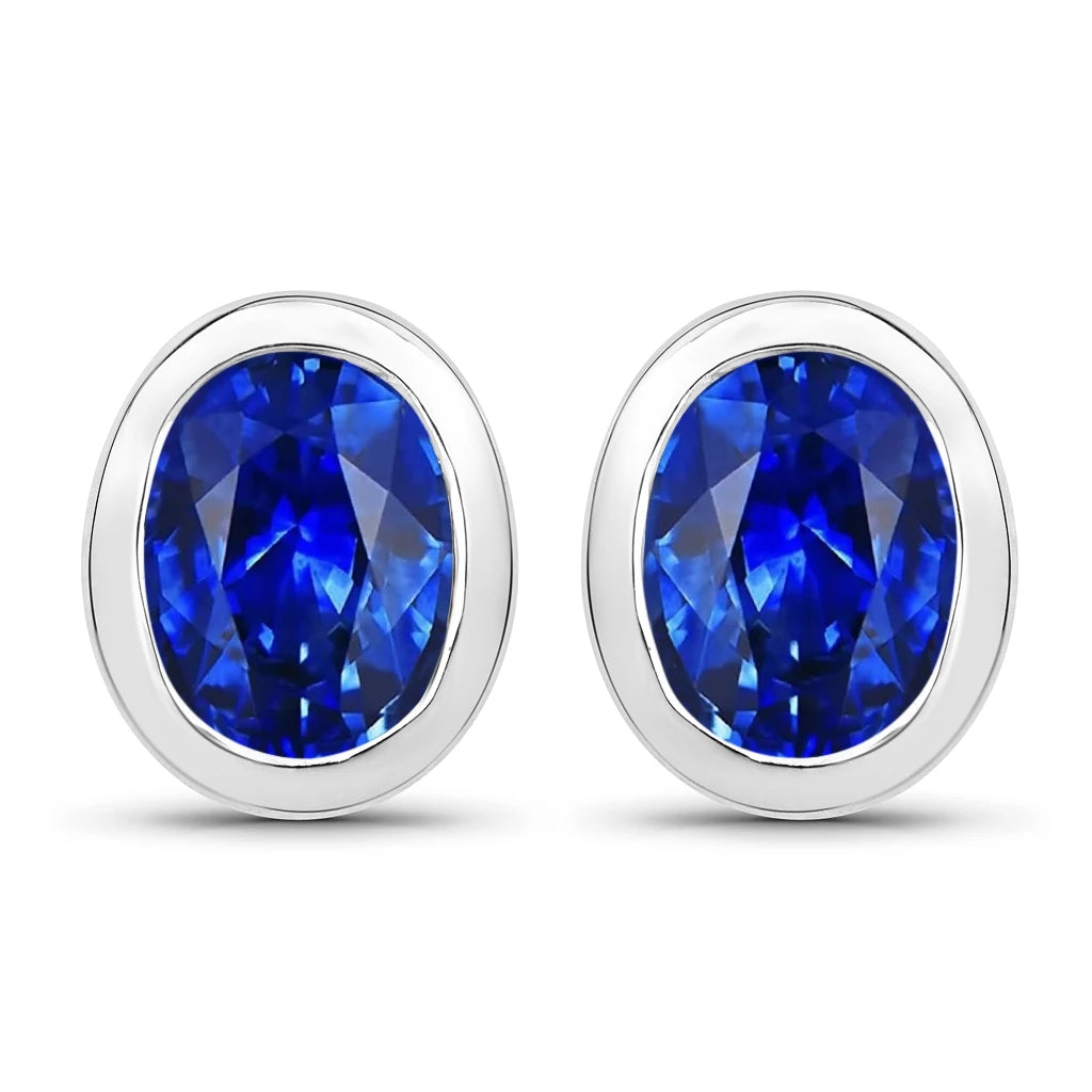 Oval Bezel Set Stud Earrings