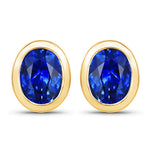 Oval Bezel Set Stud Earrings