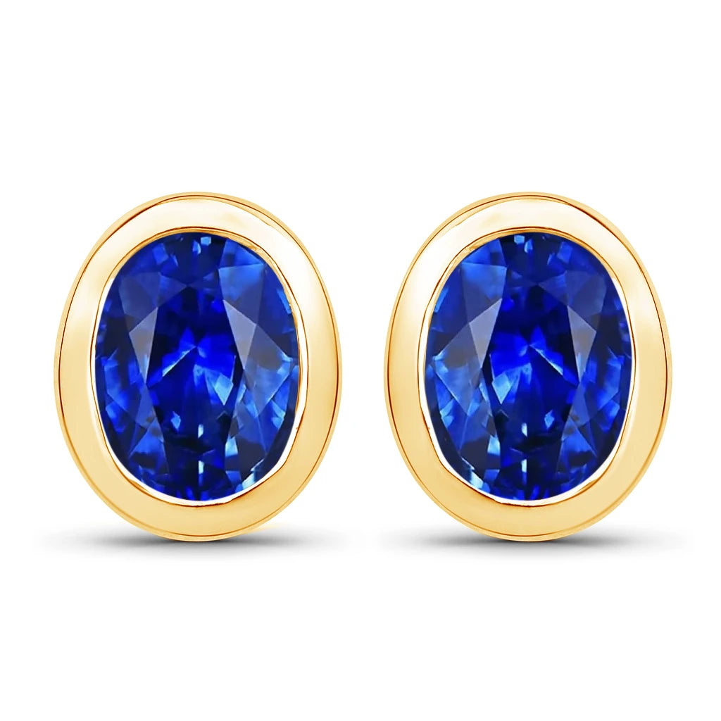 Oval Bezel Set Stud Earrings