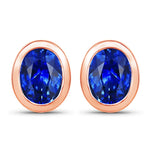 Oval Bezel Set Stud Earrings