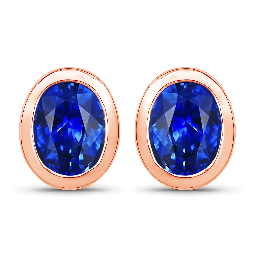 Oval Bezel Set Stud Earrings