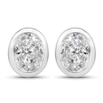 Oval Bezel Set Stud Earrings