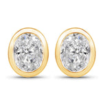 Oval Bezel Set Stud Earrings