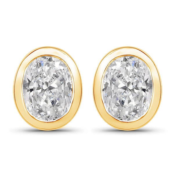 Oval Bezel Set Stud Earrings