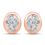 Oval Bezel Set Stud Earrings