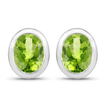 Oval Bezel Set Stud Earrings