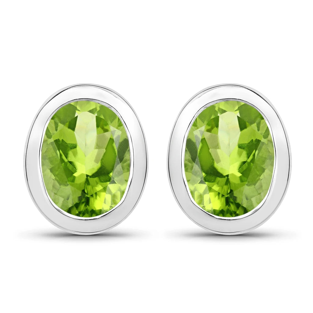 Oval Bezel Set Stud Earrings